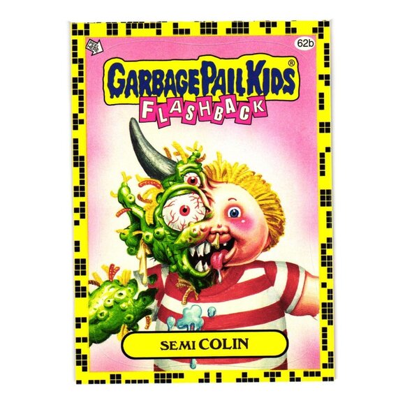 Garbage Pail Kids Flashback Trading Card Semi Colin #62b Sticker GPK 2011 Yellow - Picture 1 of 2